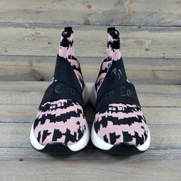 NIB JUICY COUTURE Women 9 Slip On High Top Knit Sneaker Shoes Pink Tie Dye Black - Picture 5 of 12